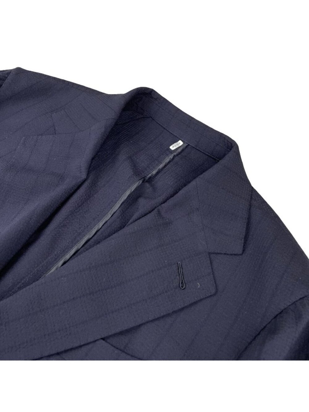 VTG Bespoke Men's Lightweight Seersucker 2-Button Blazer Navy Blue • 44R